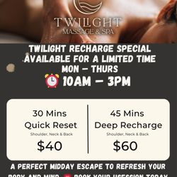 Twilight Massage & Spa - Recharge Special