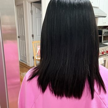 Xinyu Hair Studio - After first wash of magic sleek. No iron just used blower to dry it. - Hair Salons Near Me - Syosset, New York