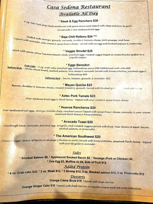 Menu photo 1 Casa Sedona Restaurant Sedona, AZ Menu photo 1 Casa Sedona Restaurant Sedona, AZ