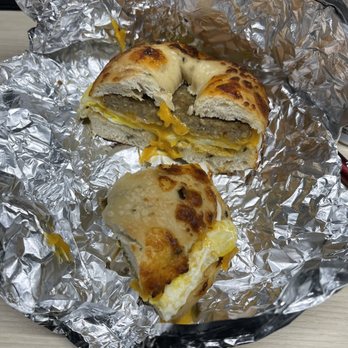 Holey Moley Bagel Shop - Sausage, egg, and cheddar cheese on jalapeño asiago bagel - Breakfast & Brunch Near Me - Jacksonville, Florida Holey Moley Bagel Shop - Sausage, egg, and cheddar cheese on jalapeño asiago bagel - Breakfast & Brunch Near Me - Jacksonville, Florida