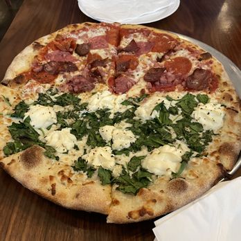 J. Dolan's - half and half - meat pizza and spinach/garlic - Pizza Near Me - Honolulu, Hawaii
