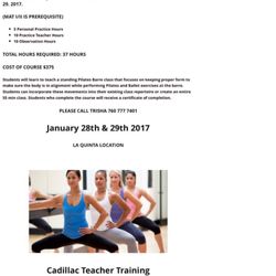 La Quinta Pilates - Pilates Barre Teacher Training at La Quinta Studio