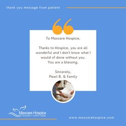 Maxcare Hospice - Thank you note from our patient.