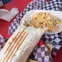Tia Maria Taqueria - Delicious Chicken Burrito with a Belize Corn Salad.  So very very good !!