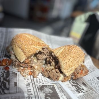 Shay's Steaks - New York Strip with provolone, onions and peppers. - Sandwiches Near Me - Philadelphia, Pennsylvania Shay's Steaks - New York Strip with provolone, onions and peppers. - Sandwiches Near Me - Philadelphia, Pennsylvania