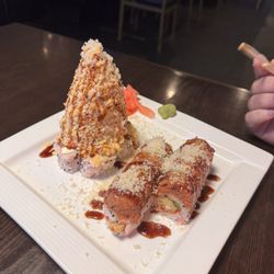 Yamato Steakhouse of Japan - L to R: Volcano Roll and fire alarm roll