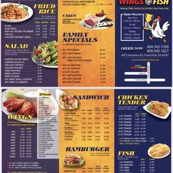 Champion Wings Fish - Full menu