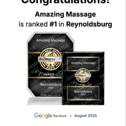 Amazing Massage - #1 Massage in Reynoldsburg -- 2025
Thank you to all our loyal clients for making this possible. Your support inspires us every day.