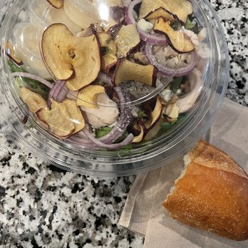 Panera Bread - Whole Fuji apple chicken salad with piece of bread - Salad Near Me - Gainesville, Florida