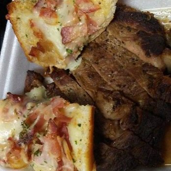 Win-Spuntino - Ribeye steak (14 ounces) to go with the Alfredo pasta and the two pieces left of the bacon mozzarella garlic bread. - Italian Near Me - Honolulu, Hawaii