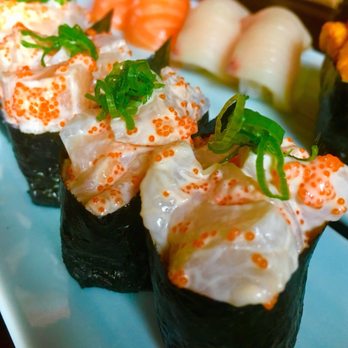 Sushi Den - Scallops. My favorite. Ask for green onions on top. Tastes wonderful. - Japanese Near Me - Denver, Colorado Sushi Den - Scallops. My favorite. Ask for green onions on top. Tastes wonderful. - Japanese Near Me - Denver, Colorado