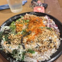 LemonShark Poke - Culver City - Regular Poke Bowl ....came out to $22.... A rectangular dish with a dome lid would really be better .....