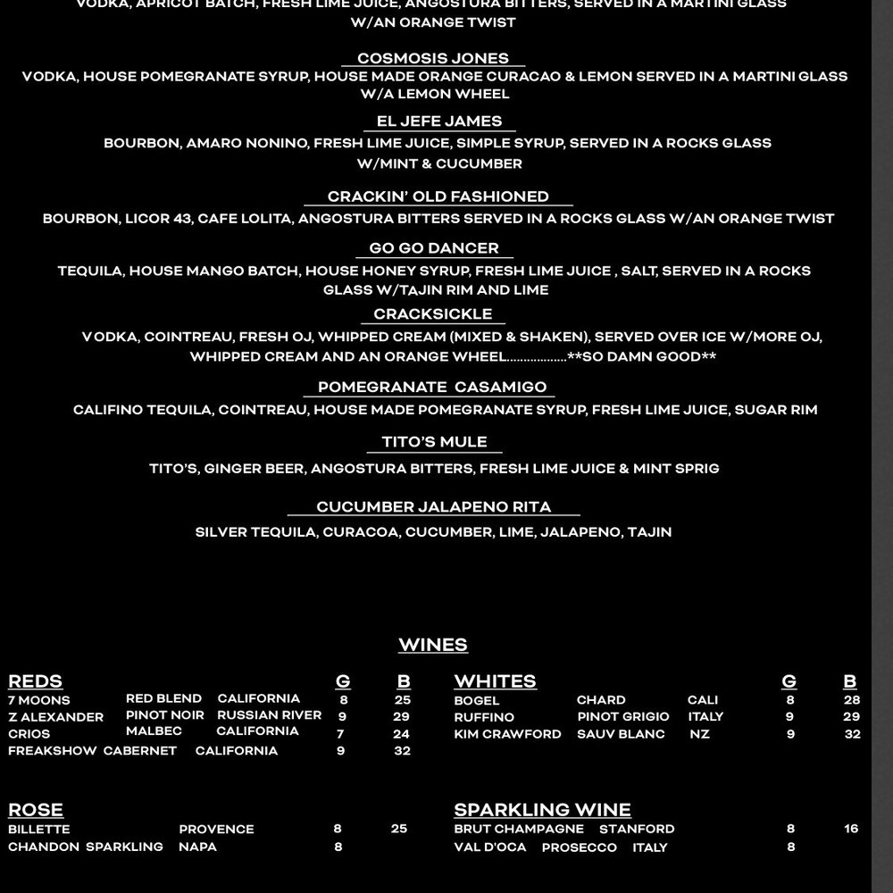 Crackheads - Menu - Cocktail Bars Near Me - Carlsbad, California Crackheads - Menu - Cocktail Bars Near Me - Carlsbad, California