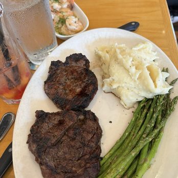 BJ's Restaurant & Brewhouse - Ribeye with mash and asparagus medium well. - New American Near Me - Glendale, California BJ's Restaurant & Brewhouse - Ribeye with mash and asparagus medium well. - New American Near Me - Glendale, California