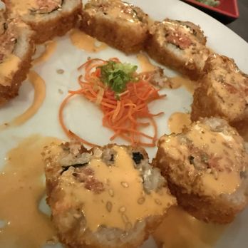 Yagumo Sushi - No idea what this is called but it's soaked it hot sauce - Sushi Bars Near Me - Van Nuys, California Yagumo Sushi - No idea what this is called but it's soaked it hot sauce - Sushi Bars Near Me - Van Nuys, California