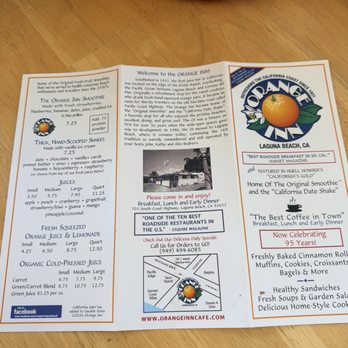Orange Inn - Menu - Breakfast & Brunch Near Me - Laguna Beach, California