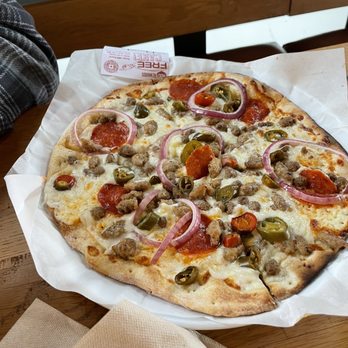 MOD Pizza - The Mad Dog with white sauce instead of red sauce! Again, my husband loved this also! - Pizza Near Me - Georgetown, Texas MOD Pizza - The Mad Dog with white sauce instead of red sauce! Again, my husband loved this also! - Pizza Near Me - Georgetown, Texas