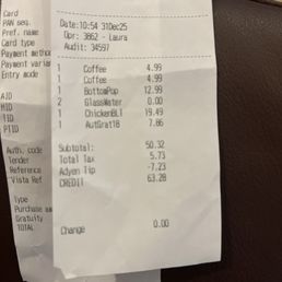 Receipt for my Avatar movie and meal at Cinebistro.