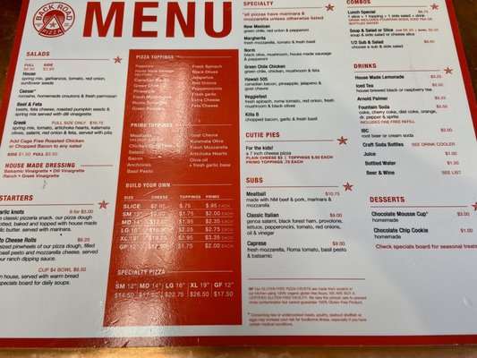 Menu photo 2 Back Road Pizza Santa Fe, NM
