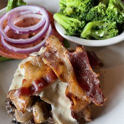 Windward Tavern - Blue cheese burger, no bun.