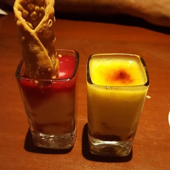Seasons 52 - Cannoli and Creme Brulee Dessert Shots - New American Near Me - Edison, New Jersey Seasons 52 - Cannoli and Creme Brulee Dessert Shots - New American Near Me - Edison, New Jersey