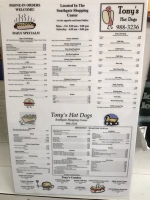 Menu photo 7 Tony's Hot Dogs Birmingham, AL Menu photo 7 Tony's Hot Dogs Birmingham, AL