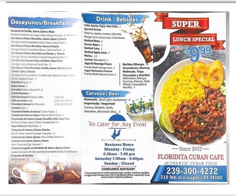 Menu photo 2 Floridita Cuban Cafe Naples, FL Menu photo 2 Floridita Cuban Cafe Naples, FL