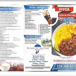 Floridita Cuban Cafe - Menu- we cater any event!