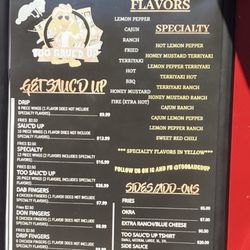 Too Sauc’D Up - Menu