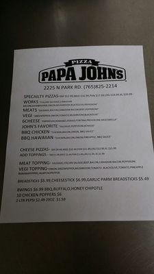 Menu photo 2 Papa Johns Pizza Connersville, IN Menu photo 2 Papa Johns Pizza Connersville, IN