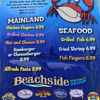 Crabby's Oceanside - Kids menu - Seafood Near Me - Daytona Beach, Florida