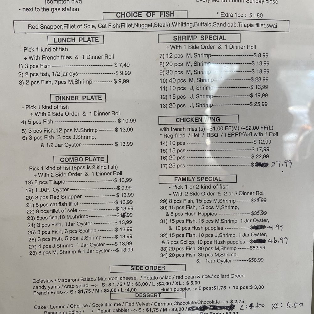 Compton Fish Market - MENU - Seafood Markets Near Me - Compton, California Compton Fish Market - MENU - Seafood Markets Near Me - Compton, California