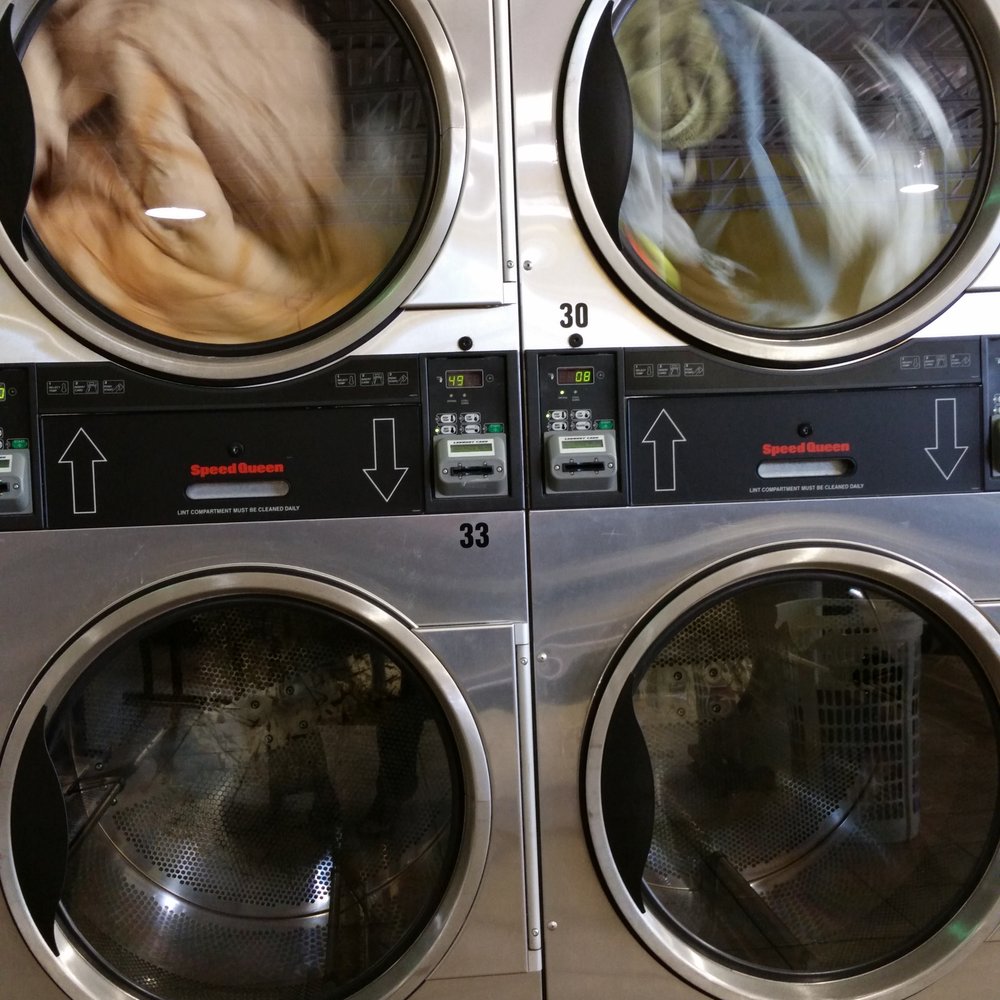 Dryers are .49 for 8 mins for the larger ones and the small dryer is .29 for 8 mins. Dryers are .49 for 8 mins for the larger ones and the small dryer is .29 for 8 mins.