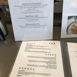 Menu with Featured drinks 8/25/2019