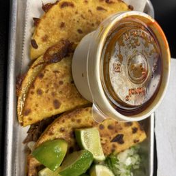 Three (3) Birria Quesatacos w/ Consomé Three (3) Birria Quesatacos w/ Consomé
