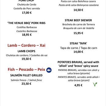 The Venue Steakhouse - Menu - Nov 2021 (Pork/Lamb/Fish) - Steakhouses Near Me - Barcelona, B The Venue Steakhouse - Menu - Nov 2021 (Pork/Lamb/Fish) - Steakhouses Near Me - Barcelona, B