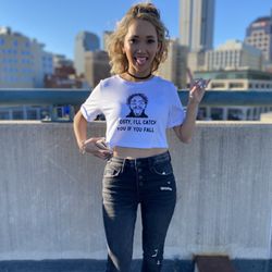 Gainbridge Fieldhouse - Wife showing off her custom tee shirt