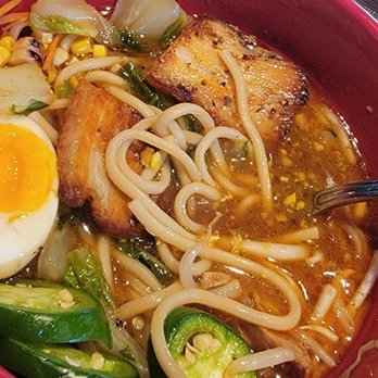 Thirsty Lion - Ramen was reasonably tasty, but how do you have it as a "specialty" on your menu and have no chopsticks or proper soup spoon for it? - American Near Me - Denver, Colorado