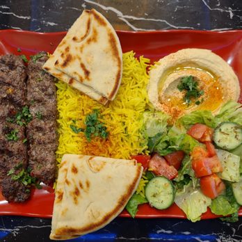 Dunya Lounge - Kafta Mishwieh plate - Mediterranean Near Me - San Diego, California Dunya Lounge - Kafta Mishwieh plate - Mediterranean Near Me - San Diego, California