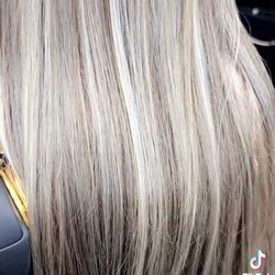 Alexandra Vincent Esthetics - Full Head Platinum Blonde Highlights (my hair was dark brown with 3 years of growth)
