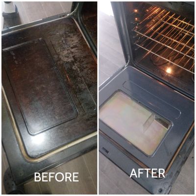 Oven Cleaning - Before and after Oven cleaning.