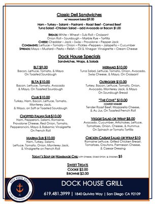 Menu photo 4 Dock House Deli San Diego, CA