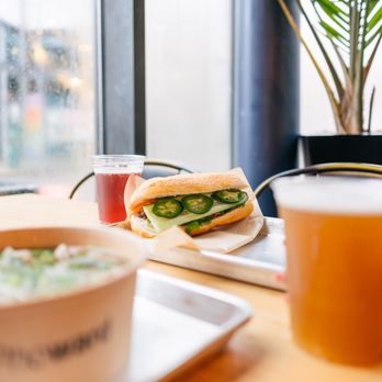 Vinason Pho Kitchen - SoDo - a sandwich and a bowl of soup - Vietnamese Near Me - Seattle, Washington