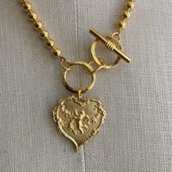 Gilding the Lily - New! Nexus vintage ball chain necklace with organic cast rings and toggle closure, clad in 18k gold.