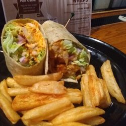 the Whiskey Barrel - Buffalo Chicken Wrap and Beer Fries