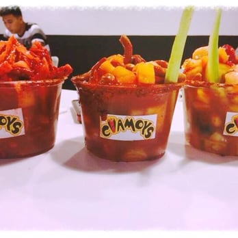 Chamoys - three cups of hot sauce with celery - Desserts Near Me - Nogales, Arizona Chamoys - three cups of hot sauce with celery - Desserts Near Me - Nogales, Arizona