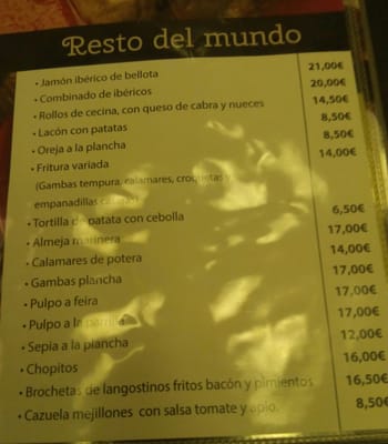 Menu photo 4 El Escarpín Madrid, M