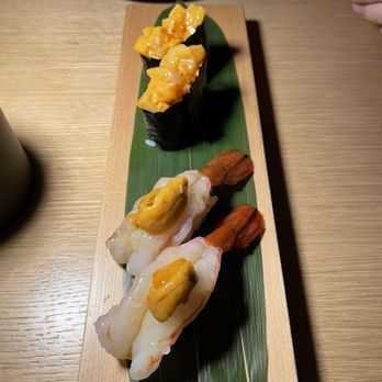 Katami - chopped scallop, amaebi uni - Sushi Bars Near Me - Houston, Texas Katami - chopped scallop, amaebi uni - Sushi Bars Near Me - Houston, Texas