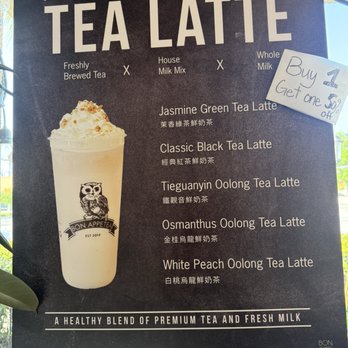 Bon Appetea Cafe - Arcadia - Tea latte menu - Coffee & Tea Near Me - Arcadia, California