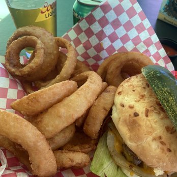 Beefy's - Beef and burger special with onion rings and draught IPA. Delish! - Diners Near Me - Reno, Nevada Beefy's - Beef and burger special with onion rings and draught IPA. Delish! - Diners Near Me - Reno, Nevada